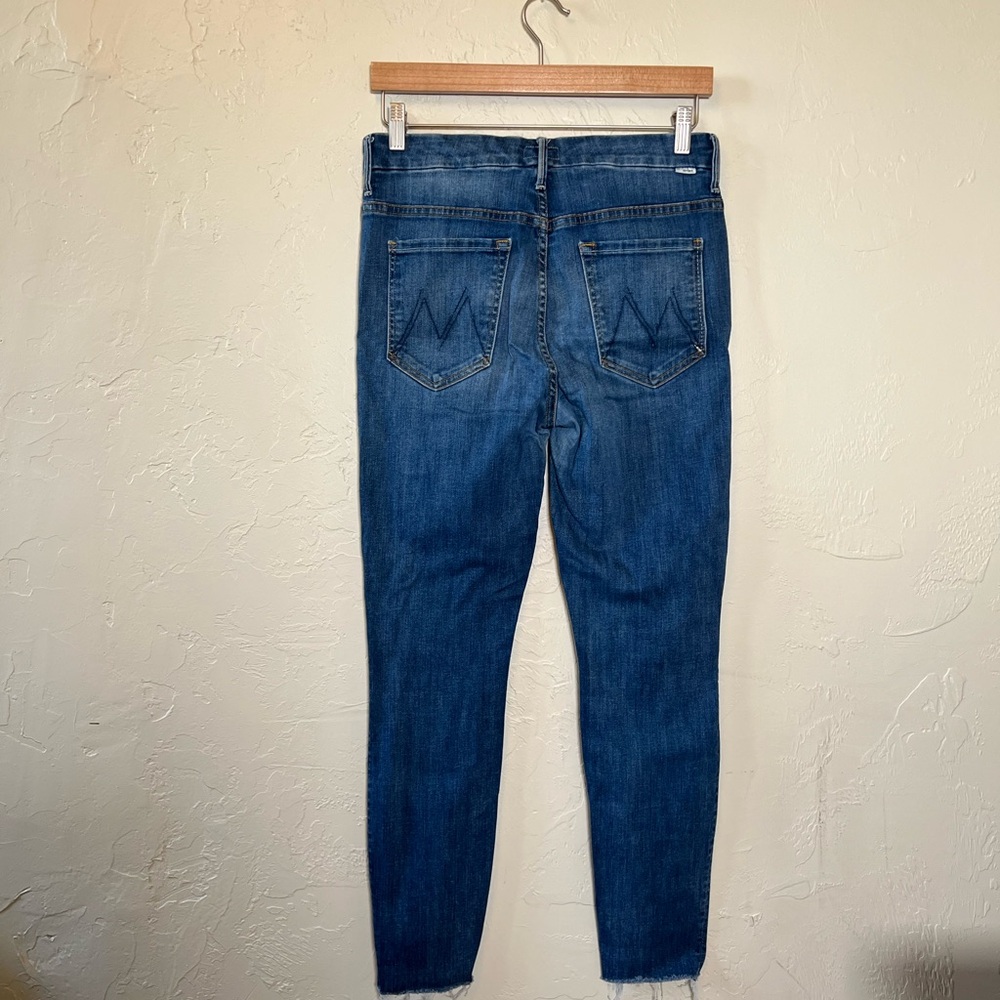 MOTHER Denim Jeans Size 30 High Rise Skinny Raw Hem Medium Wash - Picture 2 of 6